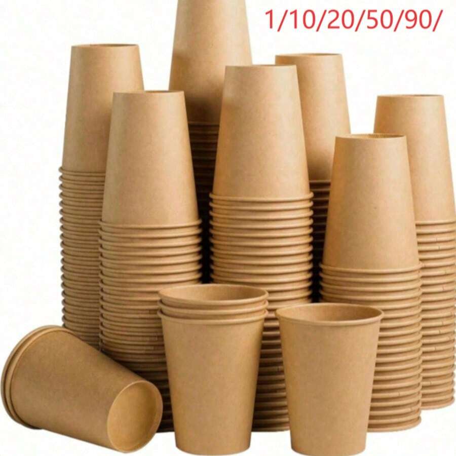10/20/50/90个/套 加厚一次性纸杯,牛皮纸杯,咖啡杯,奶茶杯,饮料杯,适用于生日、婚礼、节日、万圣节、圣诞节、新年、派对用品 - 彩色 - 查看 1