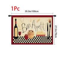 1pc, Home Decor, Food Theme Pattern Printed Table Skirt, Kitchen Small Curtain, Kitchen Cabinet Cover, With Curtain Holes, Easy To Hang, Rectangular, Machine Woven, Machine Washable, Kitchen Decoration And Accessories, Perfect For Kitchen Cabinets And Home Decor - Multicolor - View 16