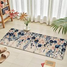 1pc Floral Linen Rubber Kitchen Mat, Bathroom Mat, Door Mat And 2D Printed Rectangular Rug, Suitable For Living Room, Bedroom, Hallway, Bathroom And Laundry Room, Suitable For Indoor And Outdoor Home Decor - Multicolor - View 12