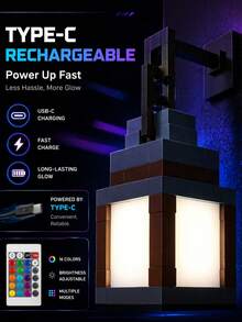 1pc RGB Pixel Night Light With Remote Control - 16 Colors, USB Rechargeable, Wireless Wall Light & Bedside Lamp, Home Decor, Room Atmosphere, Holiday Decoration, Cosplay Accessory [500 MAh] - 16-color RGB Pixel Light - View 11
