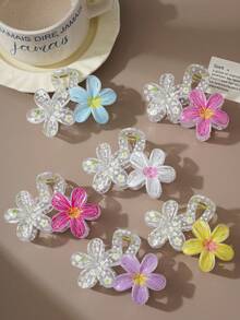 1pc/6pcs Creative Graffiti Flower Hair Clip, Sweet Style Half-Up Hair Claw, Fashion Versatile Hairstyle Accessory, Perfect Gift For Best Friend And Girlfriend - Multicolor - View 5