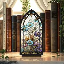 Gothic Cathedral Window Acrylic Desktop Storage Box, Mysterious Galaxy Floral Print Decorative Organizer For Pens And Cosmetics, Home Office Desk Decor, Book Accessories, Decorative Books - 1PC - View 5