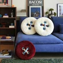 Vintage Button Throw Pillow, Round Decorative Plush Cushion, Ultra Soft Filled Seat Sofa Vanity Chair Bed Home Decor - Multicolor - View 8