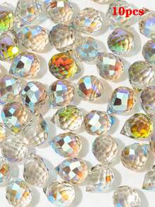 10 pièces de perles de cristal de verre facetté brillant de 10 mm x 8 mm en forme de fraise pour bracelet, boucle d'oreille, accessoires de DIY en cristal - cristal - Voir 7