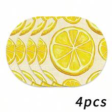 1/2/4/6/8/300 Pieces Of Luxury Fruit Series Placemat Set, Printed With Fresh Lemon Slice Pattern. Machine Washable Polyester Material, Anti Fouling, Waterproof, And Easy To Clean. Suitable For Parties And Kitchen Decoration. - Multicolor - View 15