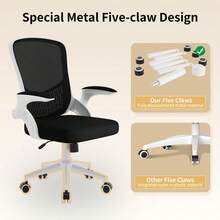 Ergonomic Mesh Office Chair With Flip Armrests And Lumbar Support - Black-white - View 8