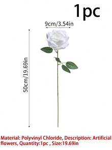 1/5入 16.69英吋春夏花瓶填充花，逼真單莖人造玫瑰。適合婚禮與訂婚花卉裝飾、新娘花束、居家、辦公室、桌面中心裝飾及室內外花園佈置。四季適用。 - 彩色 - 查看 8