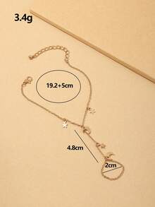 1pc Fashion Minimalist Star & Moon Pendant Finger Chain, Teen Daily Party Accessory - Gold - View 5