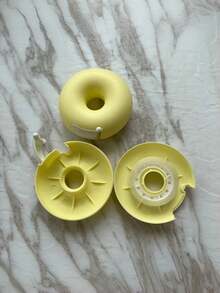 1pc Small Round Tape Dispenser | Tape Cutter | These Tapes Are Perfect For Office Use, Crafts And Gift Wrapping Creative Donut Tape Cutter Korean Stationery Tape Dispenser Invisible Portable Holder Student Learning For Hands - 1pc Yellow - View 4
