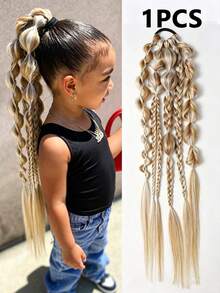 24inch Ponytail Extension Ombre Lantern Bubble Ponytail Twist Braid With Elastic Band For Girls Kids Hair 1pc - 彩色 - 查看 10
