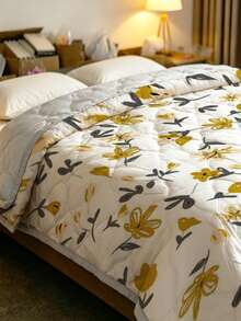 1pc Ultra Soft & Breathable Quilt - Lightweight All-Season Bedding, Modern Floral Plaid Pattern, 100% Polyester, Machine Washable, Suitable For Single/Double Bed, Hotel, Camping & Home Decor, Luxury Hotel Bedding | Modern Quilted Design | Embossed, Autumn Decor, Room Decor - Multicolor - View 7