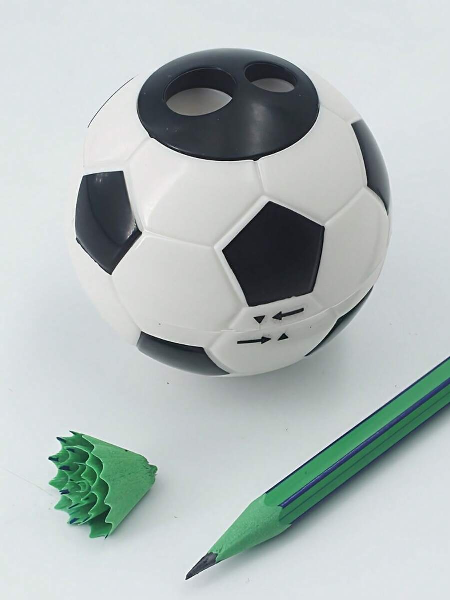1 PC Black And White Color Football Themed Two-Hole Pencil Sharpener With Excellent Sharpening Performance, Back To School, First Day Of School - Multicolor - View 1