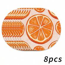 1/2/4/6/8/300 Pieces Of Luxury Fruit Series Placemat Set, Printed With Fresh Lemon Slice Pattern. Machine Washable Polyester Material, Anti Fouling, Waterproof, And Easy To Clean. Suitable For Parties And Kitchen Decoration. - Multicolor - View 19