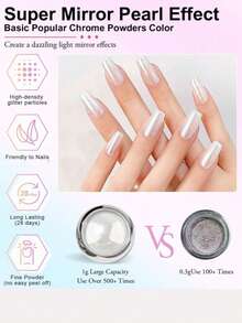 Bộ 6 bột nhũ ngọc trai Aurora | Bột màu trang trí móng tay hiệu ứng gương, thích hợp cho sơn gel, độ bóng lâu trôi, trang trí móng tay chuyên nghiệp DIY. - Nhiều màu - Xem 5