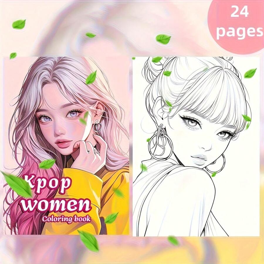 1本 K-POP 著色本,24頁單面印刷,適合聖誕節、萬聖節、新年、元旦、生日和派對的完美禮物,適合 K-POP 愛好者朋友、家人和同事 - K-POP著色本 - 查看 1
