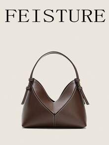 Women's Two-Tone Design Mini PU Handbag Fashionable Shoulder Bucket Bag - Coffee - View 5