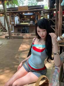 Hot Girl Color Block Patchwork Camisole Tank Top Women Summer Layering Slimming Waist-Cinched Sleeveless Top Casual Red - Red - View 2
