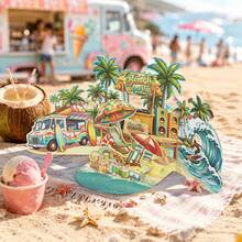 Kartu Pesta Pantai Pop-Up 3D dengan Amplop, Desain Pemandangan Selancar dan Pohon Palem, Dekorasi Pesta, Sempurna untuk Hadiah Ulang Tahun, Undangan Pesta, Hadiah Liburan, Hadiah untuk Teman dan Keluarga - Kartu Pesta Pantai - View 12