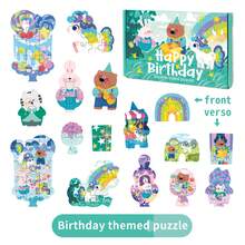 1 Set Double-Sided Double-Pattern Cartoon Puzzle, Animal, Transportation, Letter, Birthday, Multiple Patterns, Baby Hands-On Assembly, Picture Recognition, Early Education Desktop Toy - Multicolor - View 15