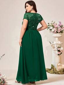 Plus Size - Women's Plus Size Lace Dress With Open Back And Fitted Waist - Beige - View 5