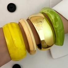 1/4pcs Minimalist Versatile Exaggerated Thick Colorful Resin Bangle Bracelet Set, Stackable, Elegant, Suitable For Daily Wear - Multicolor - View 8