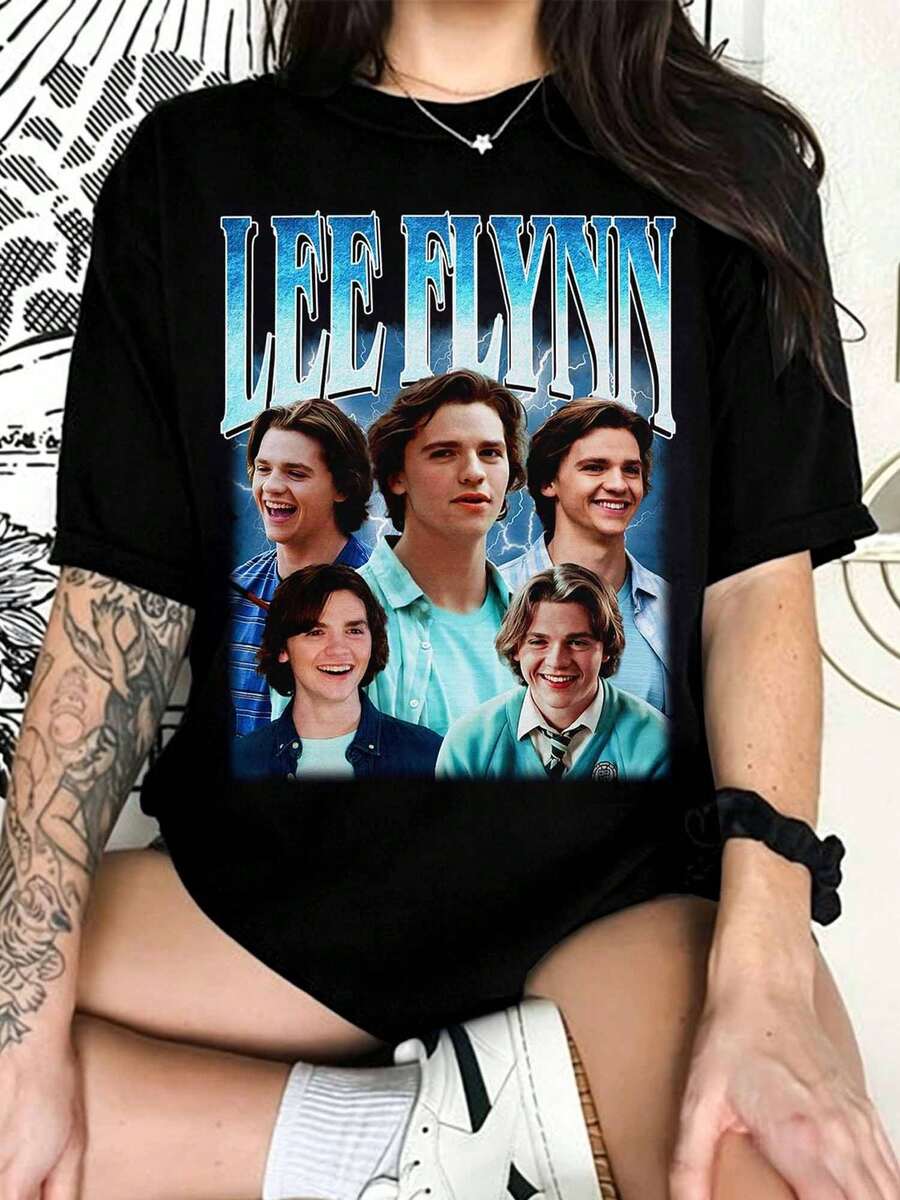LEES Flynn Kissing Booth Bootleg T-Shirt, Gift For Flynn Fans, Jacob Elordi Graphic T-Shirt, Movie Character T-Shirt, Teen Rom-Com T-Shirt, Y2k T-Shirt - Black - View 1