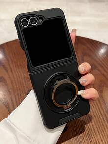 防震磁吸 360 度旋轉支架保護殼，適用於 Galaxy Z Flip 7 Z Flip 6 5G，附環形支架防摔保護套 - 黑色 - 查看 3