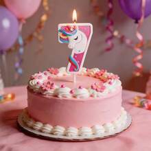 HIBIRTH 1pc Cartoon Unicorn Pink Number Candle Cake Decoration Creative 0-9 Candles Birthday Party Celebration Baking Topper - View 6