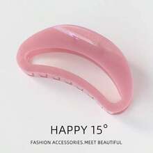 2pcs Jelly Transparent Curved Hollow Hair Claw Clip Minimalist Solid Color Hair Grab - Multicolor - View 8