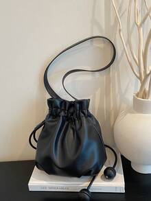 1pc This Stylish Solid-Color Bucket Bag, A Uniquely Designed Crossbody Bag, Is A Versatile Commuting Accessory And The Perfect Gift For Teenagers. - Multicolor - View 12
