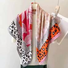 Khăn vuông thanh lịch với họa tiết hoa, phù hợp cho nữ - làm từ polyester, phụ kiện cổ đa năng - Nhiều màu - Xem 5