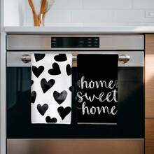2 pièces Serviettes de cuisine avec lettres & cœurs, Chiffons de nettoyage 16 X 24 pouces, Lavables en machine & réutilisables, Convient pour la cuisine à la maison, la pâtisserie et le nettoyage de la cuisine, Accessoires de cuisine - Multicolore - Voir 6
