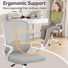 Ergonomic Mesh Office Chair With Flip Armrests And Lumbar Support - 灰大號 - 查看 5