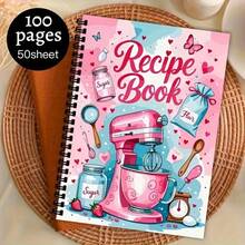 Gourmet Recipe Spiral Notebook - A Home Cooking Journal Filled With Cute Kitchen Art, 100 Pages, Perfect Kitchen Manual For Home Cooks - E - View 3