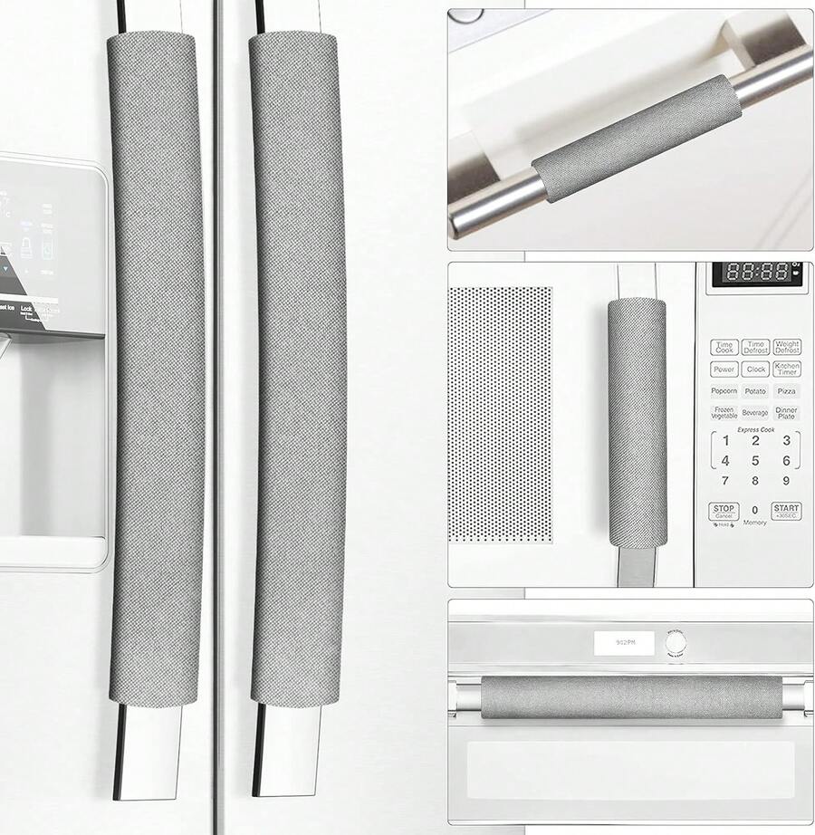 Miss.Silk Refrigerator Door Handle Covers, Set Of 5, Keep Your Kitchen Appliance Clean From Smudges, Drips, Food Stains, Oil, Handmade Decor Protector For Fridge, Ovens, Dishwashers (Grey) - ColorC - View 1