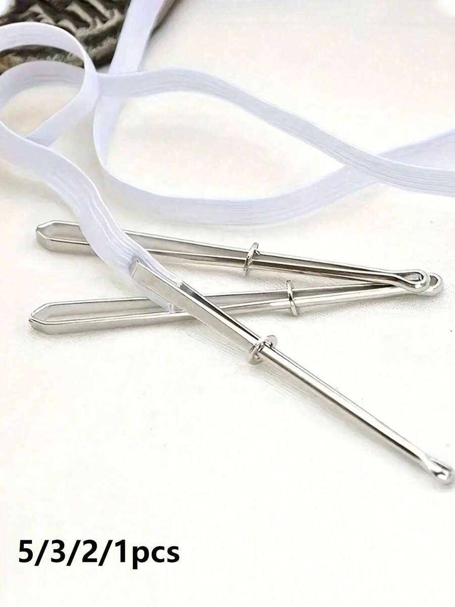 5/3/2/1 piezas Clip de enhebrado de banda elástica gris plateado, Enhebrador de cintura elástica | Herramienta de costura, Clip enhebrador, Enhebrador de cuerda, Adecuado para cinturas, pantalones, suministros de costura y proyectos hechos a mano - Multicolor - Ver 1