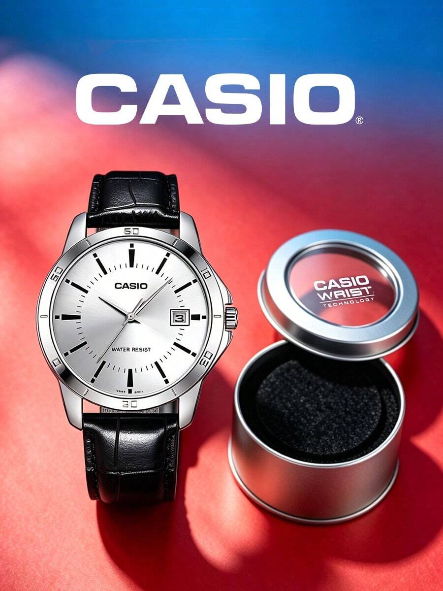 Casio MTP-V004L-7A 男士經典腕錶,銀色錶盤搭配黑色皮革錶帶,時尚商務手錶,適合日常配戴與送禮 - 均碼 - 查看 1