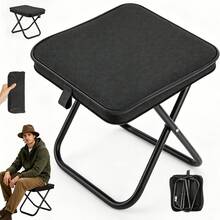 30cm Klappbarer Camping-Hocker, Leichter Tragestuhl Für Reisen, Wandern, Angeln, Grillen & Strand – Ideal Für Outdoor, Festival & Balkon, Großflächiger Sitz Mit Stabiler Konstruktion, Platzsparendes Faltmöbel Für Erwachsene - Schwarz - Übersicht 1