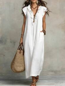 2026 European And American Spring And Summer New Bohemian Flying Sleeves And Ground Length - White - View 6