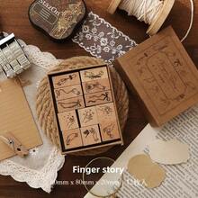 JotBox Vintage Wooden Stamp Set For Girls, Finger-Sized Text, Time, Week, Journal Decoration Material Stamps - Baiwuji Wooden Seals - View 8