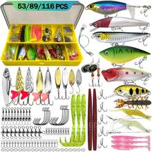 53/89/116pcs Fishing Lure Set, Includes Storage Box And Bag, Contains Soft And Hard Baits, Hooks, Sinkers, Spinner Blades, Artificial Lures, Ideal Gift For Fishing Enthusiasts - Multicolor - View 2