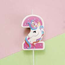 HIBIRTH 1pc Cartoon Unicorn Pink Number Candle Cake Decoration Creative 0-9 Candles Birthday Party Celebration Baking Topper - View 11