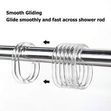 24 Pack Clear Plastic Shower Curtain Hooks – C‑Shaped Rust‑Resistant Rings, Lightweight & Quiet Glide – Versatile Bathroom Accessories For Shower Rod, Window Curtain, Dressing Room – Value Pack, Easy To Use, Durable (Transparent Color) - Transparent - View 5