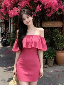 Autumn And Winter New Style Hollow String Inner Dress Women's High-End Light Luxury Sexy Pure Bucket Desire Hot Girl Hip Cover Short Skirt - Pink - View 1