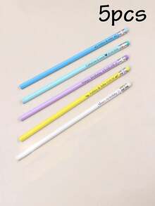客製化刻字鉛筆 5/10/20/50/100/200支，大宗客製鉛筆，19cm/7.5in，5色：綠色/藍色/黃色/紫色/白色，可擦拭橡皮擦素描鉛筆，5美元以下平價，趣味鉛筆，可愛鉛筆，個性化禮物，開學季 - 風格A - 查看 18