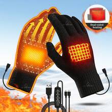 Electric Heated Gloves, Winter Warm Gloves, Knitted Gloves, Smart 3-Level Temperature Control, Double-Sided Heating, Automatic High-Temperature Cut-Off, USB Connection Supported. The Best Winter Gift - View 3