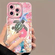 Funda para teléfono con estampado de tortugas y vida marina, compatible con fundas para Samsung, Apple, VIVO, OPPO, , Transsion, ,  y Honor. Fabricada en TPU, ofrece protección contra golpes y caídas. Un regalo ideal para amigos y familiares. - Blanco - Ver 6