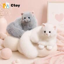 Realistic Plush Gray Kitten Doll, Soft Stuffed 3D Cat Doll, Cute & Comfortable Plush Doll, Suitable For Children, Can Be Used As Desktop Decor, Birthday Gift For Boys And Girls, Easter And Valentine's Day Gift, Girlfriend Sleeping Pillow - Multicolor - View 3