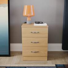Home Discount Vida Designs Riano 3 Drawer Bedside Chest Cabinet Table Nightstand Bedroom Furniture Silver Handles Display Storage Unit - Pine - Pine - View 3