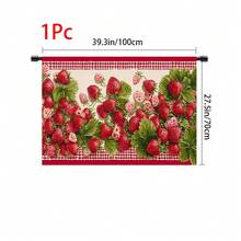 1pc, Home Decor, Strawberry Pattern Printed Table Skirt, Kitchen Small Curtain, Kitchen Cabinet Cover, With Curtain Holes, Easy To Hang, Rectangular, Machine Woven, Machine Washable, Kitchen Decoration And Accessories, Perfect For Kitchen Cabinets And Home Decor - Multicolor - View 15